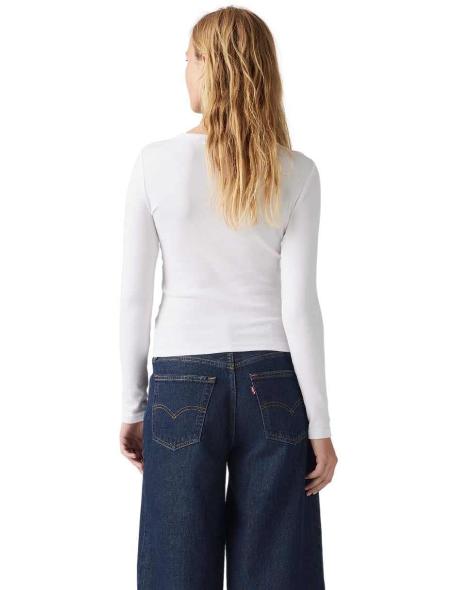 Playera manga larga cuello redondo para mujer 2