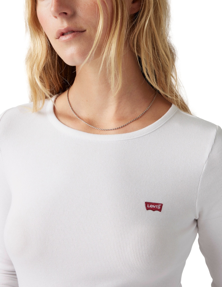 Playera manga larga cuello redondo para mujer 4