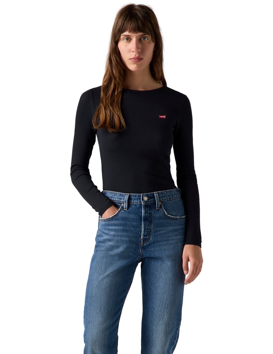 Playera manga larga cuello redondo para mujer Playera manga larga cuello redondo para mujer