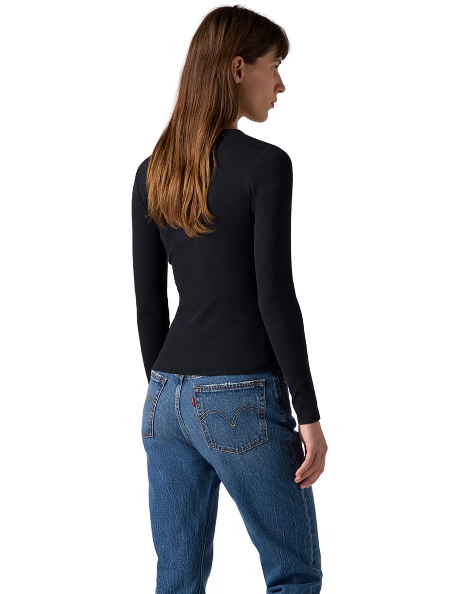 Playera manga larga cuello redondo para mujer 3