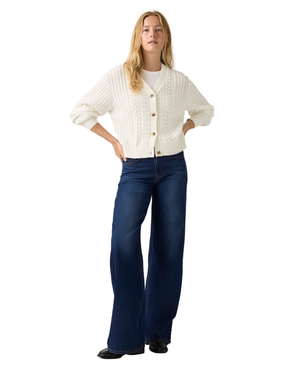 Jeans regular wide leg 728 corte media cintura para mujer 4