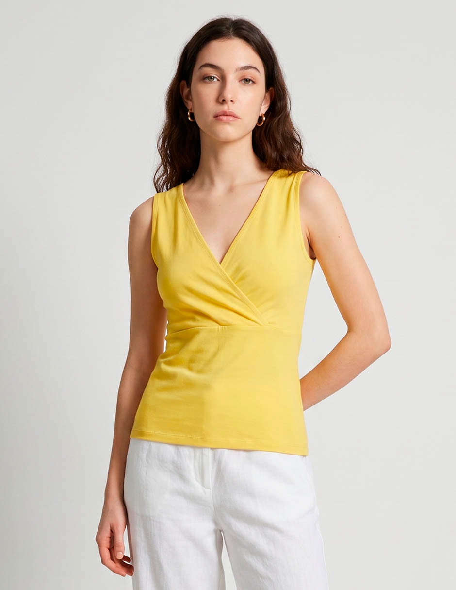 Top cuello cruzado escote v tirante ancho
