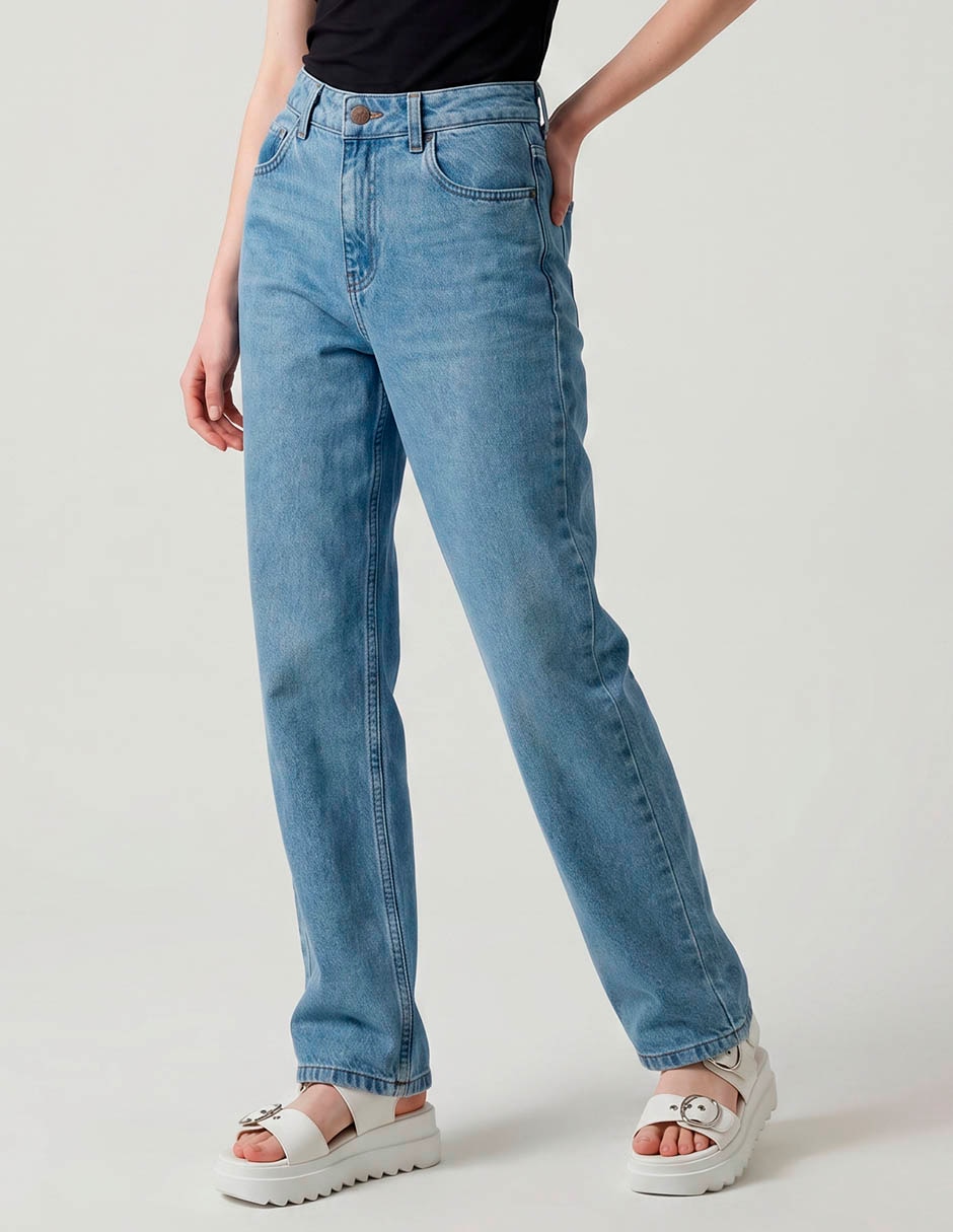 Jeans straight corte cintura para mujer Jeans straight corte cintura para mujer