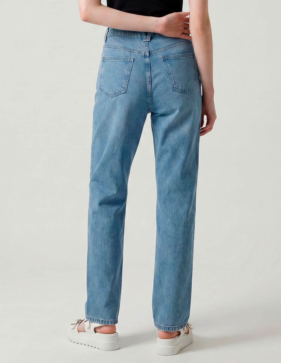 Jeans straight corte cintura para mujer 2
