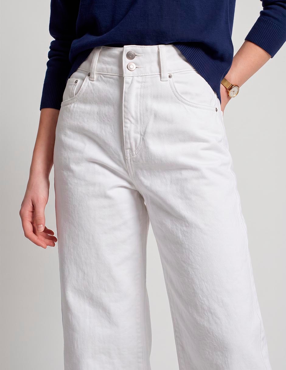 Jeans coulotte wide leg a la media cintura para mujer 3