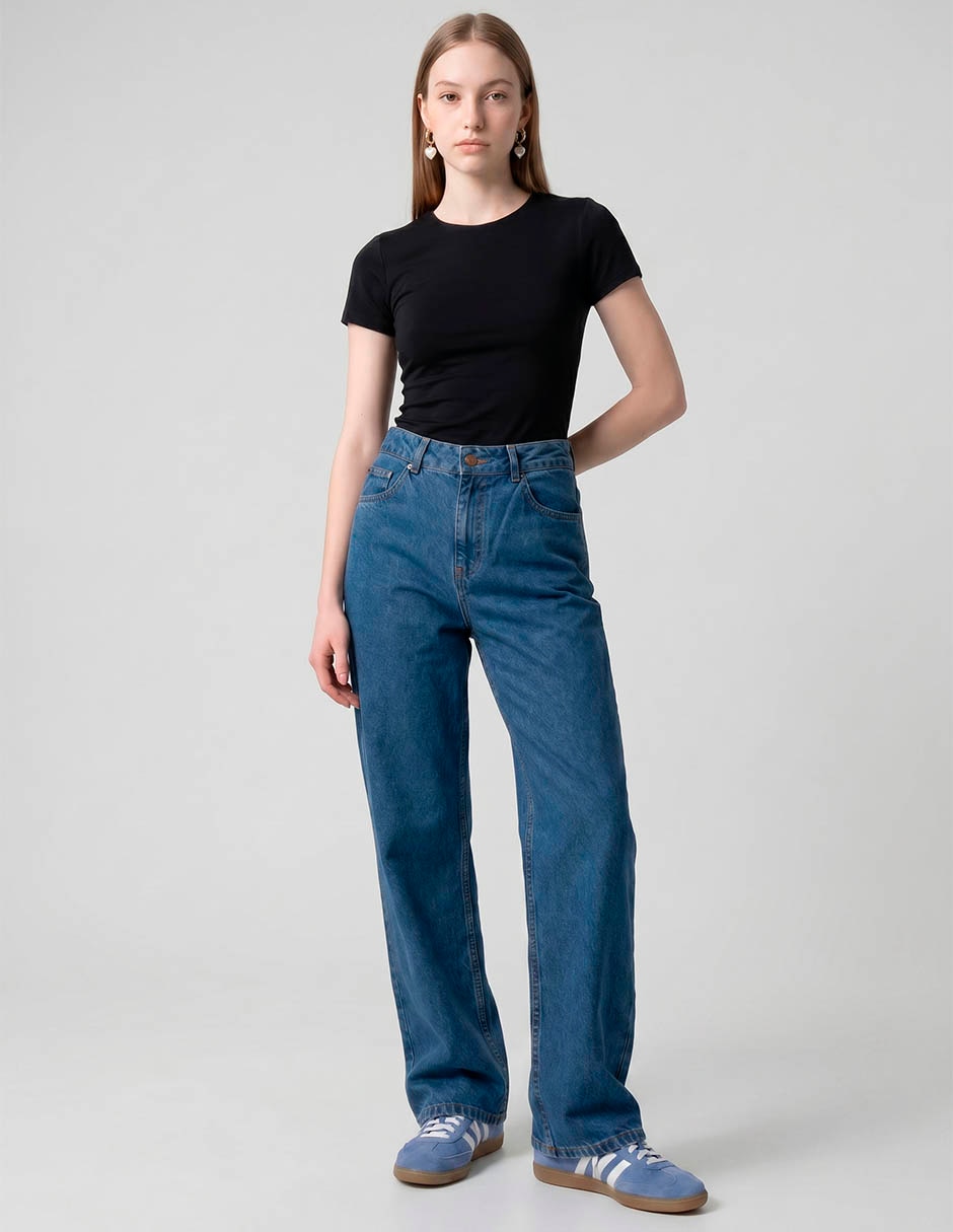 Jeans straight cintura alta para mujer 3