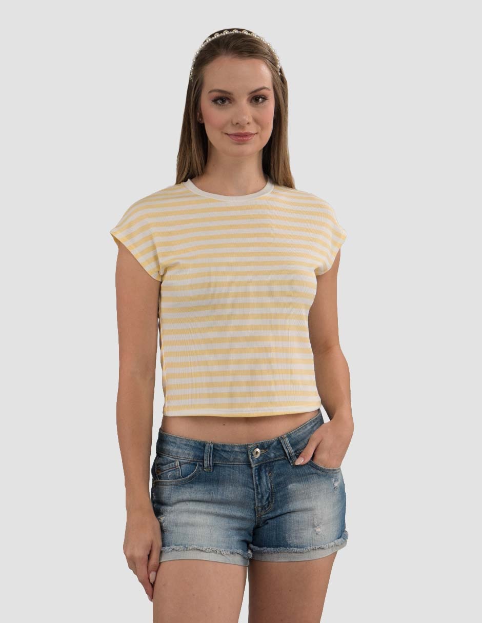 Playera manga corta julio cuello redondo para mujer Playera manga corta julio cuello redondo para mujer