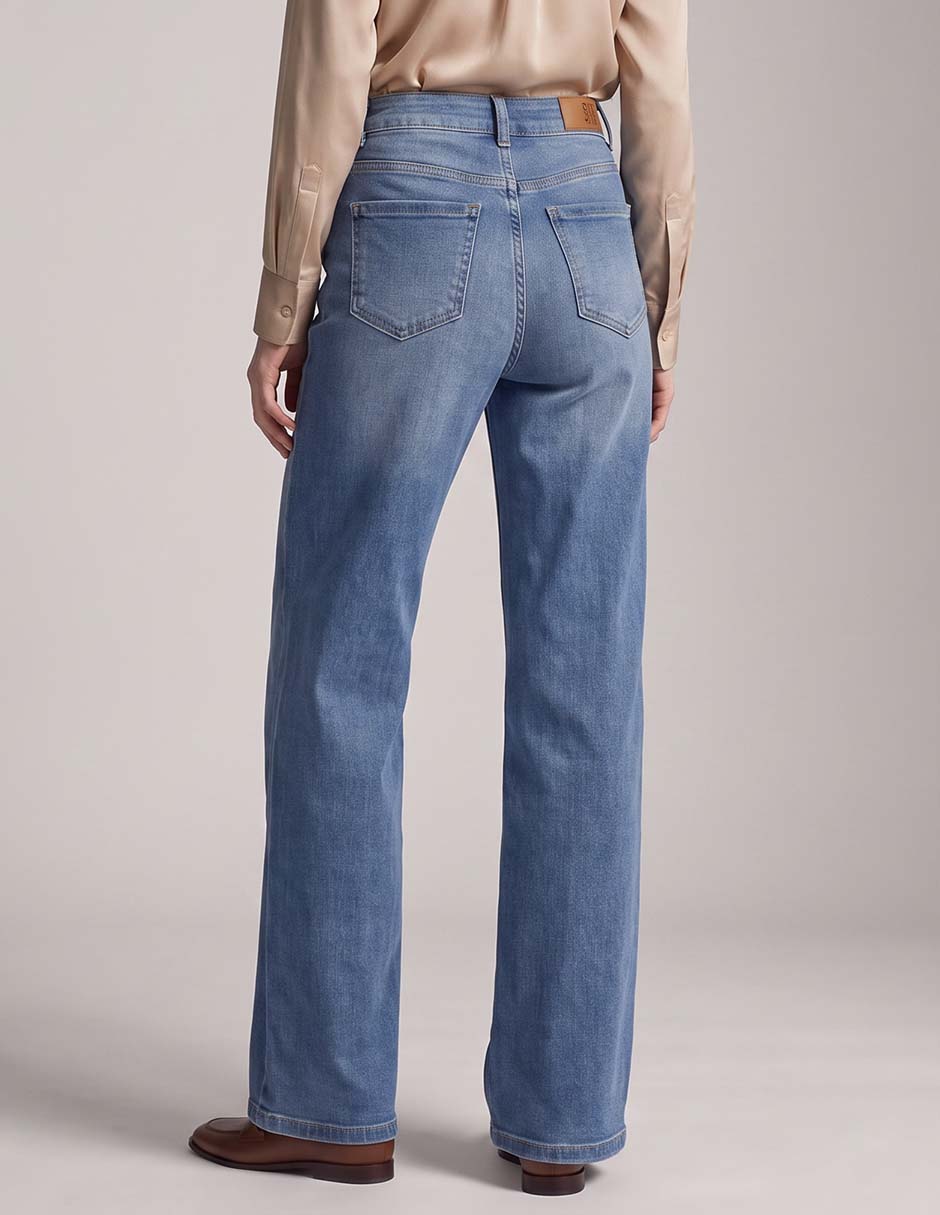 Jeans wide leg corte cintura alta para mujer 2