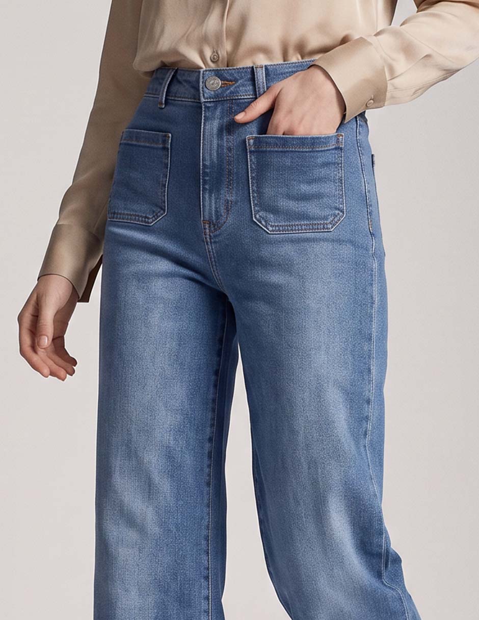 Jeans wide leg corte cintura alta para mujer 3