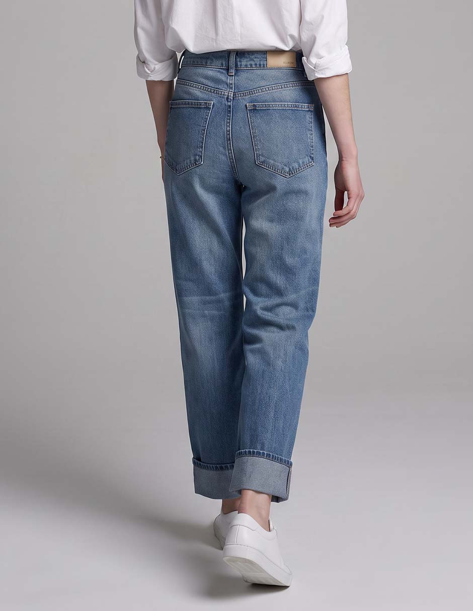 Jeans wide leg corte media cintura para mujer 2