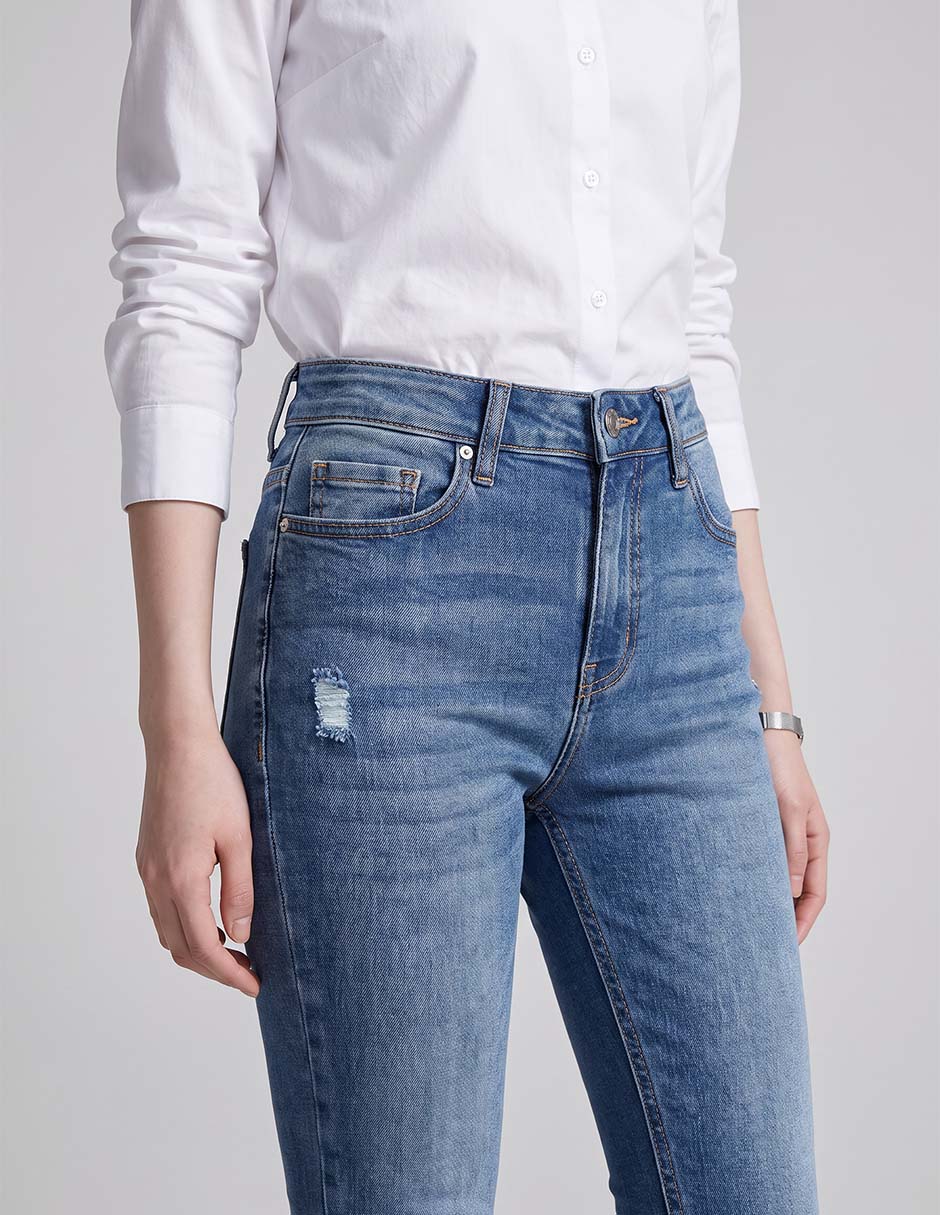 Jeans skinny corte media cintura para mujer 3