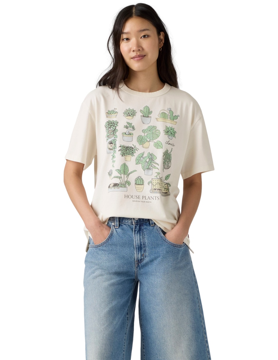 Playera manga corta cuello redondo para mujer