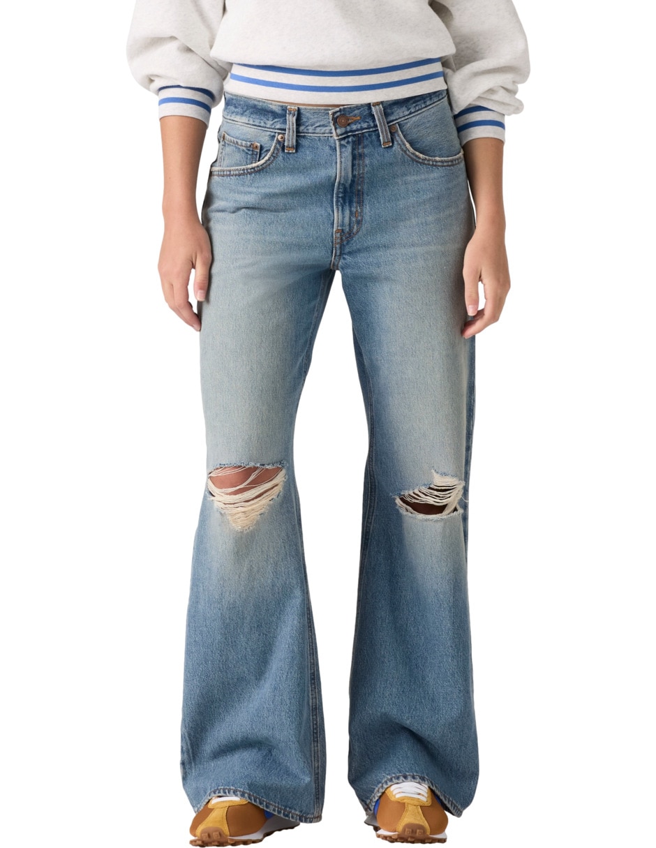Jeans regular boot corte media cintura para mujer Jeans regular boot corte media cintura para mujer