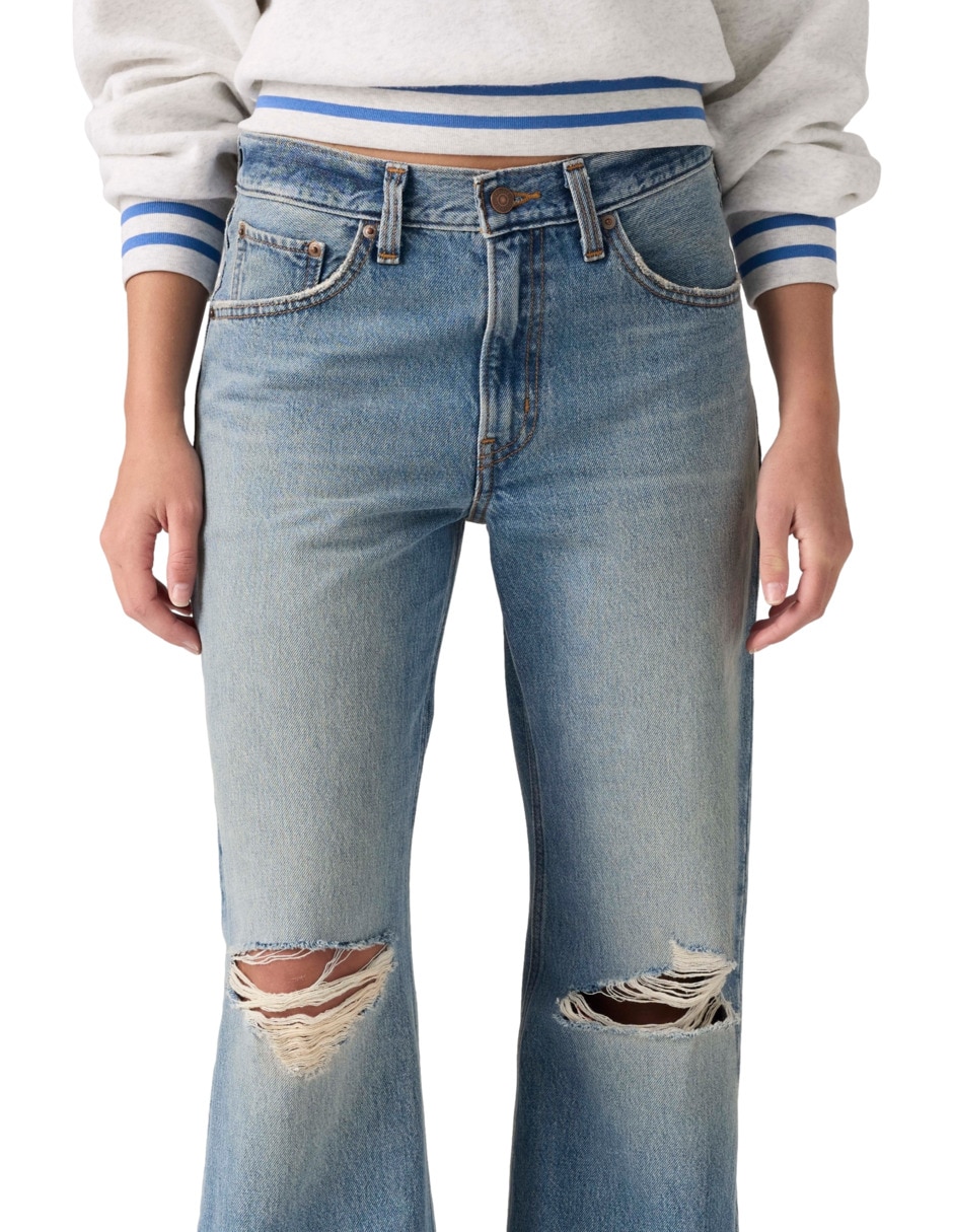 Jeans regular boot corte media cintura para mujer 4