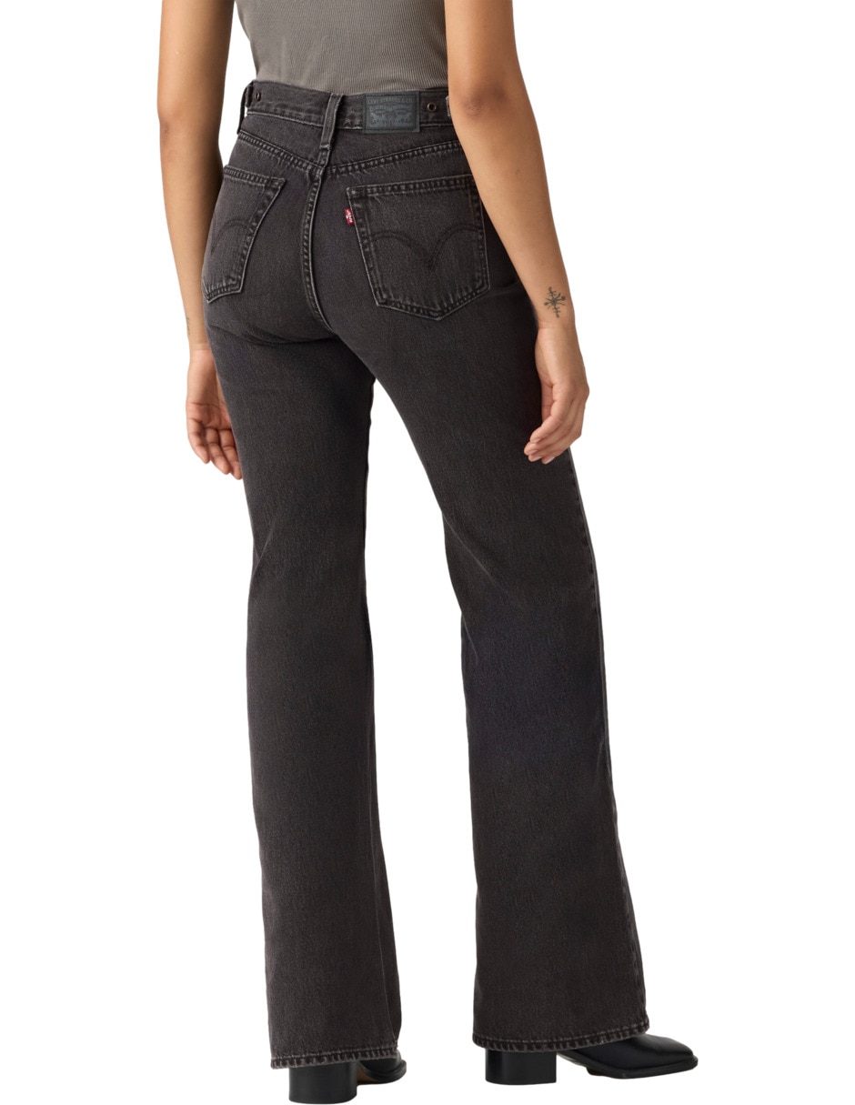 Jeans regular flare corte media cintura para mujer 3