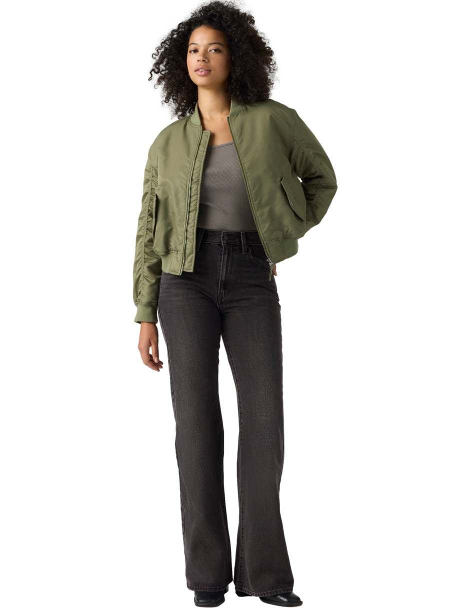 Jeans regular flare corte media cintura para mujer 5