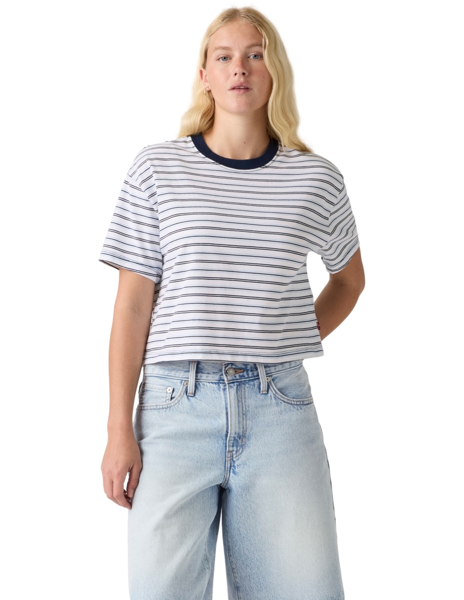 Playera manga corta cuello redondo para mujer