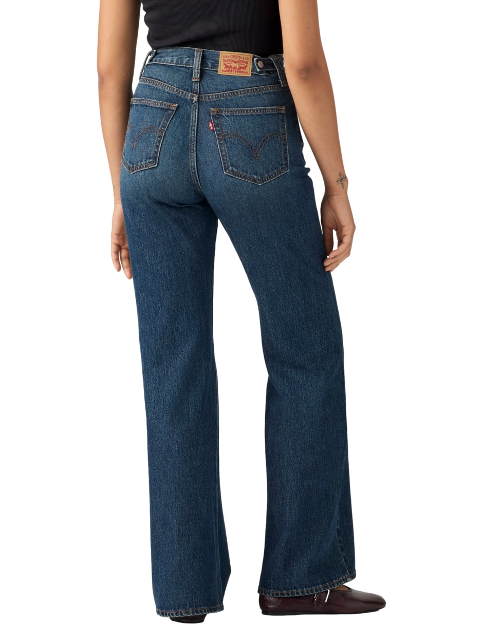 Jeans regular flare corte media cintura para mujer 3