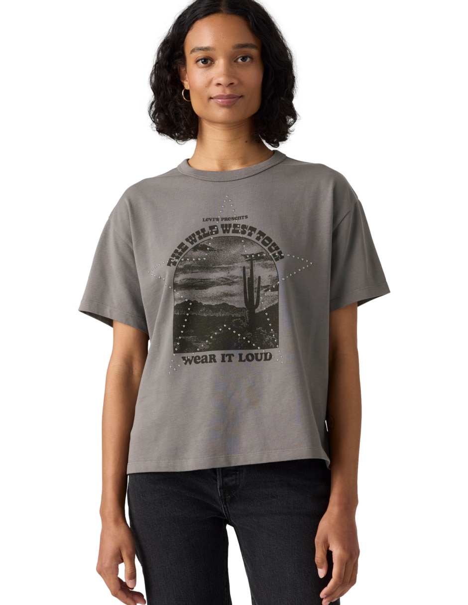 Playera manga corta sin coleccio cuello redondo para mujer Playera manga corta sin coleccio cuello redondo para mujer