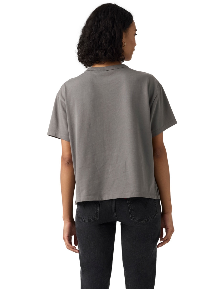 Playera manga corta sin coleccio cuello redondo para mujer 2