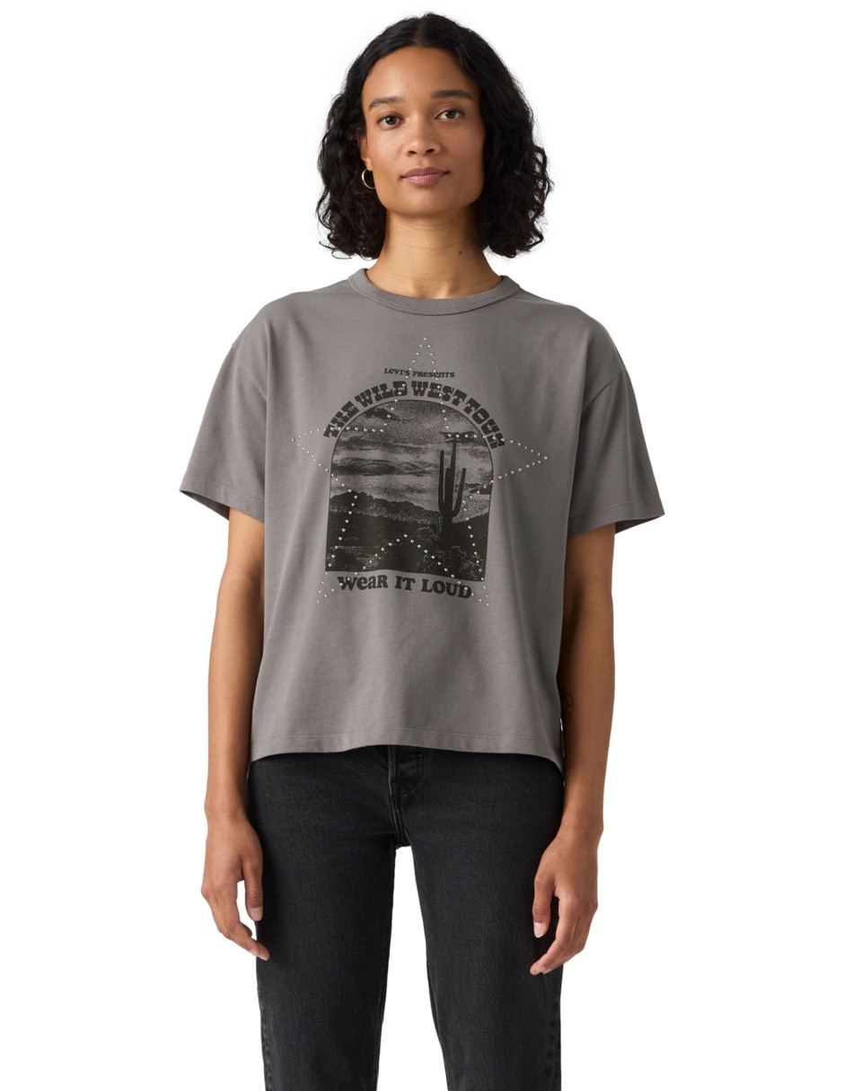 Playera manga corta sin coleccio cuello redondo para mujer 4