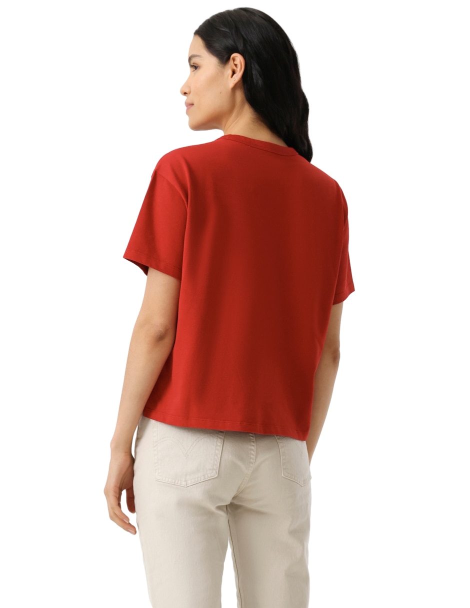 Playera manga corta sin coleccio cuello redondo para mujer 3