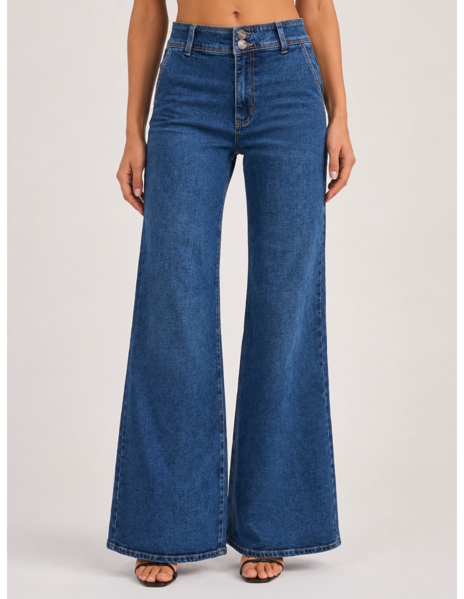 Jeans Wide leg corte cintura alta para mujer
