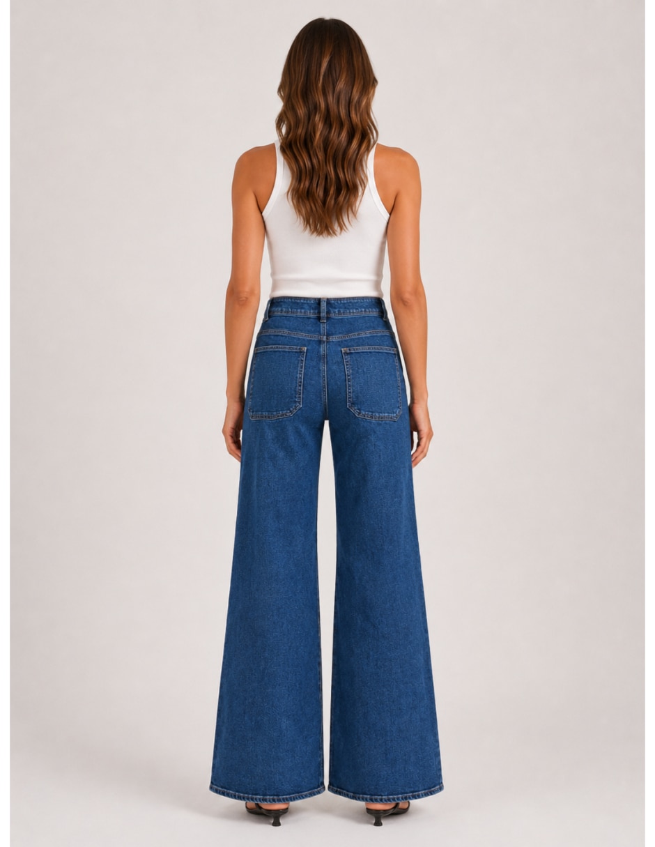 Jeans Wide leg corte cintura alta para mujer 2