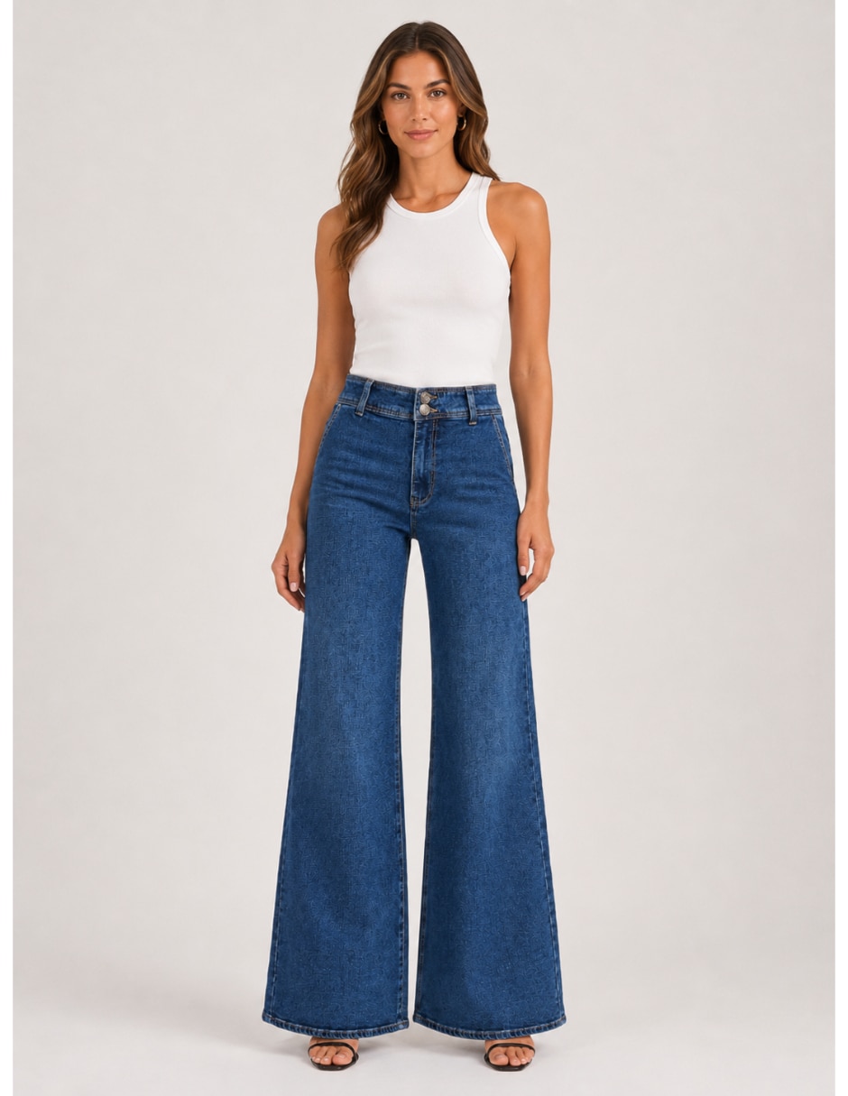 Jeans Wide leg corte cintura alta para mujer 4