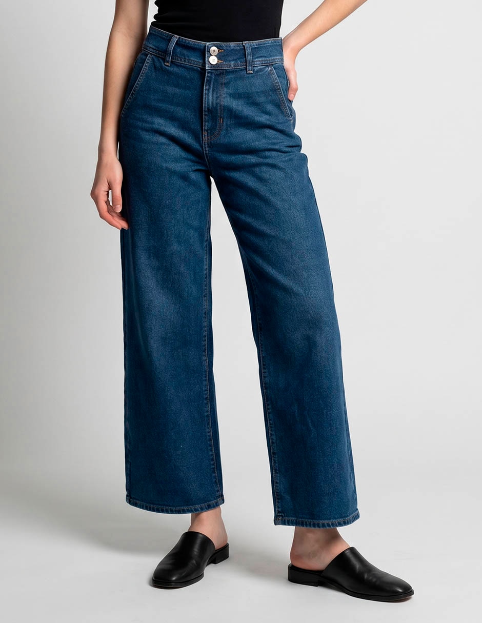 Jeans wide leg corte cintura alta para mujer Jeans wide leg corte cintura alta para mujer