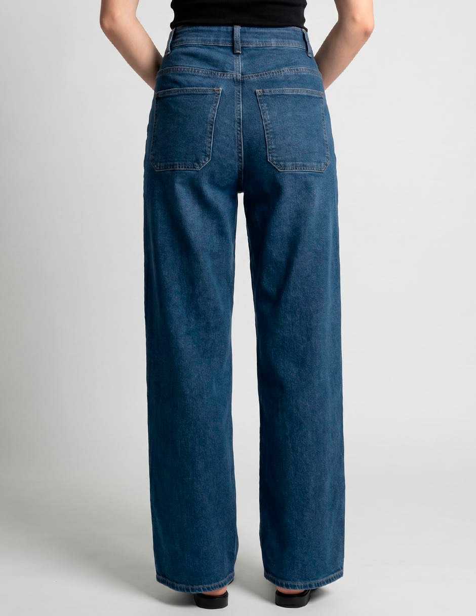 Jeans wide leg corte cintura alta para mujer