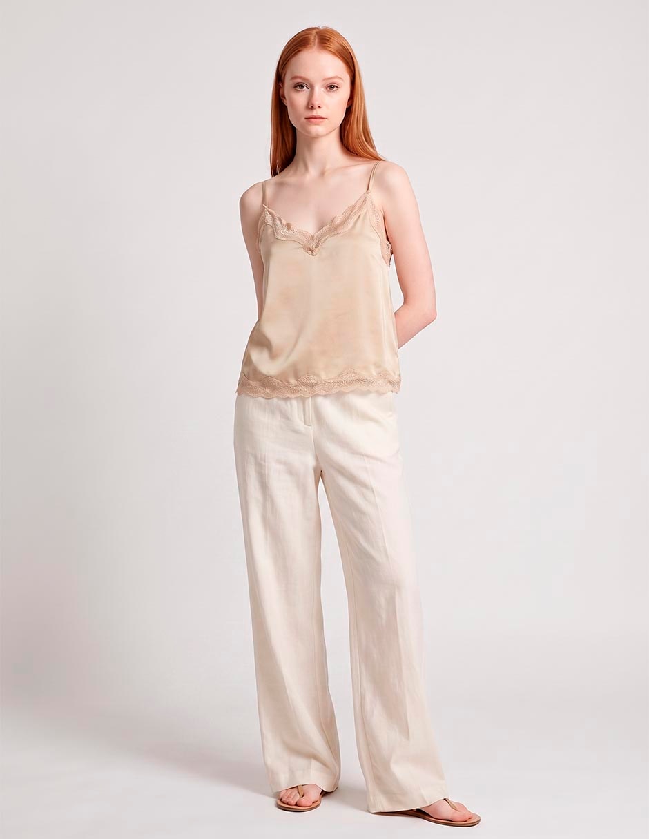 Top escote v tirante adjustable