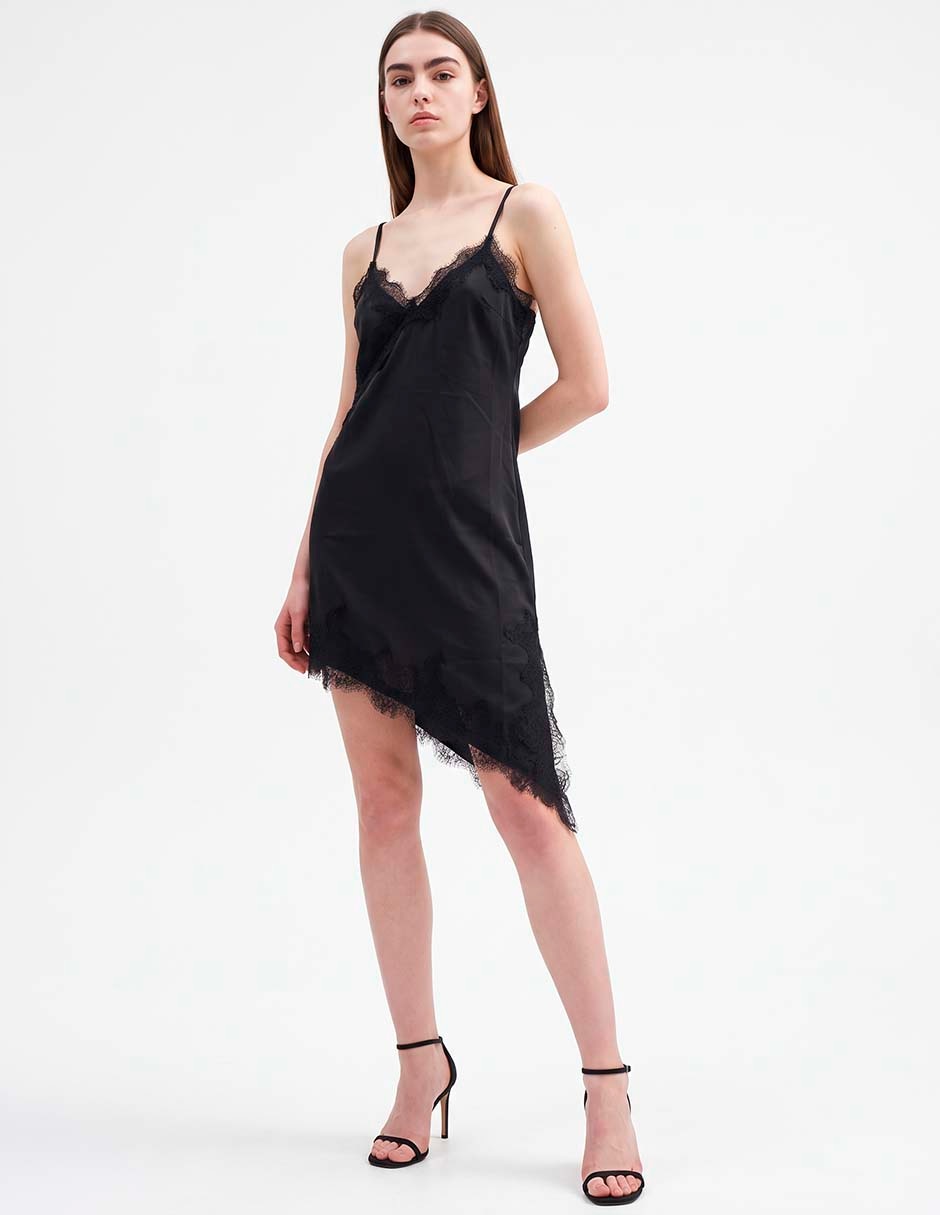 Vestido corto de fiesta escote v