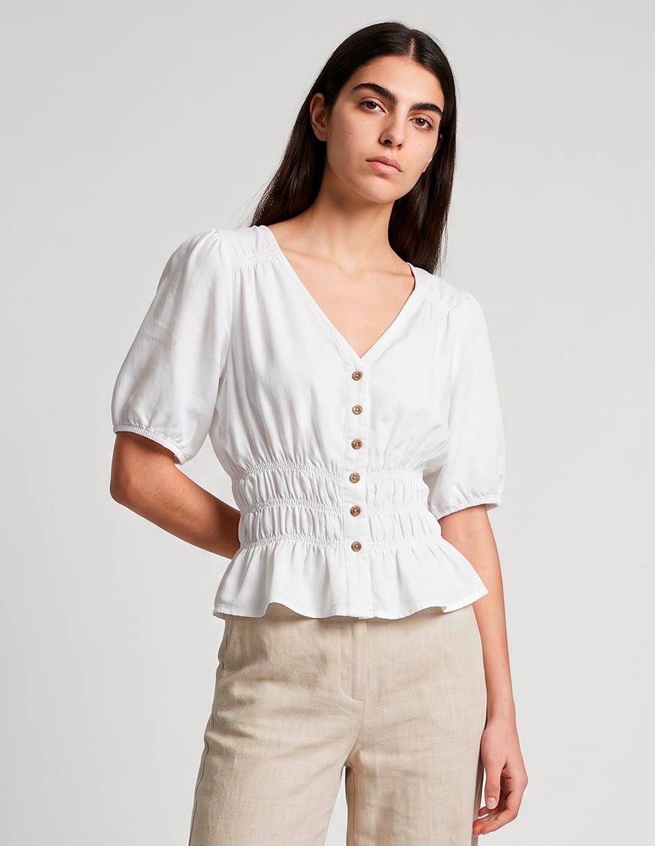 Blusa manga al codo para mujer