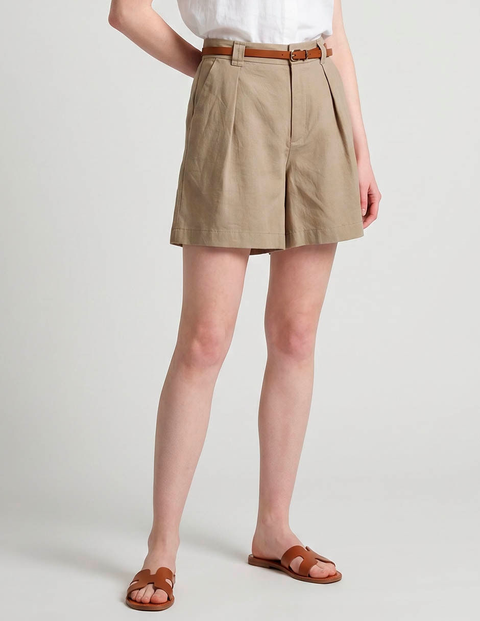 Short coffee bean de algodón para mujer