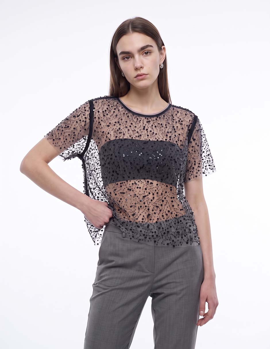 Blusa manga corta para mujer