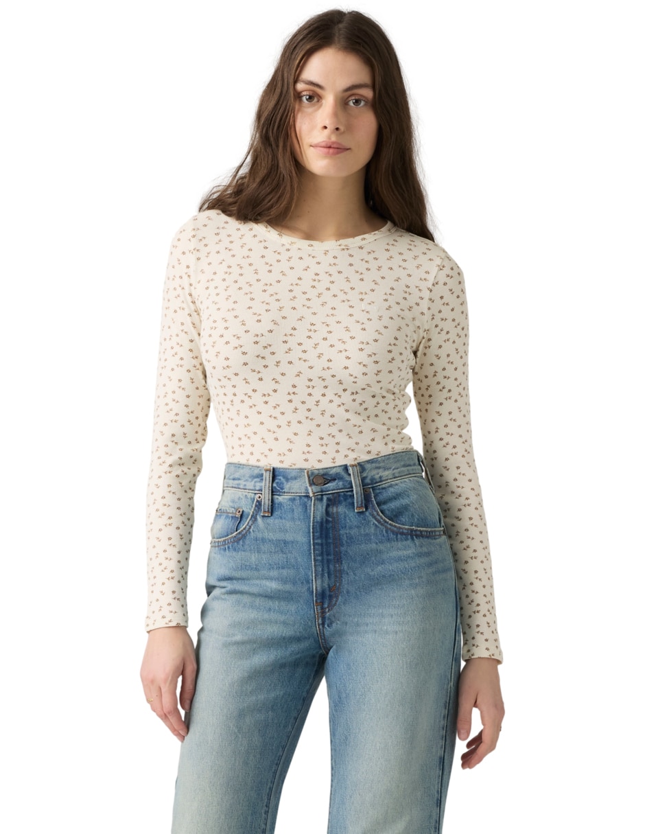 Playera manga larga cuello redondo para mujer Playera manga larga cuello redondo para mujer