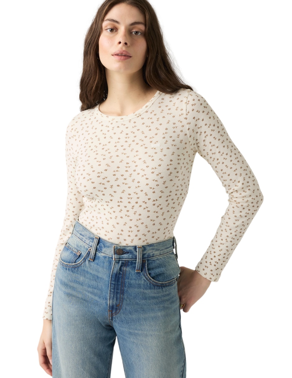 Playera manga larga cuello redondo para mujer 2