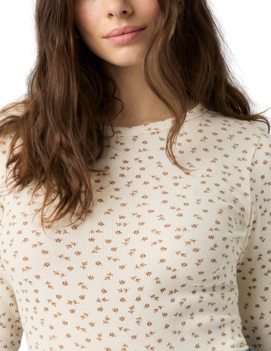 Playera manga larga cuello redondo para mujer 3