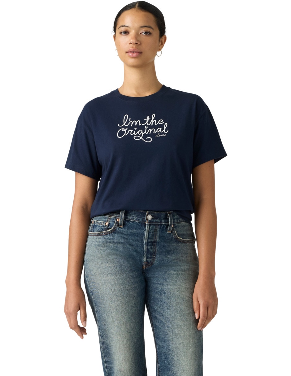 Playera manga corta cuello redondo para mujer