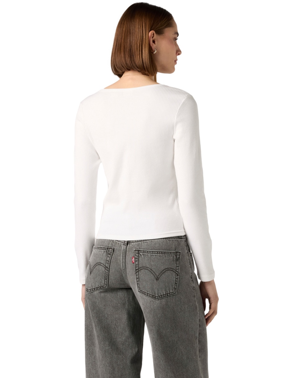 Playera manga larga cuello redondo para mujer 2