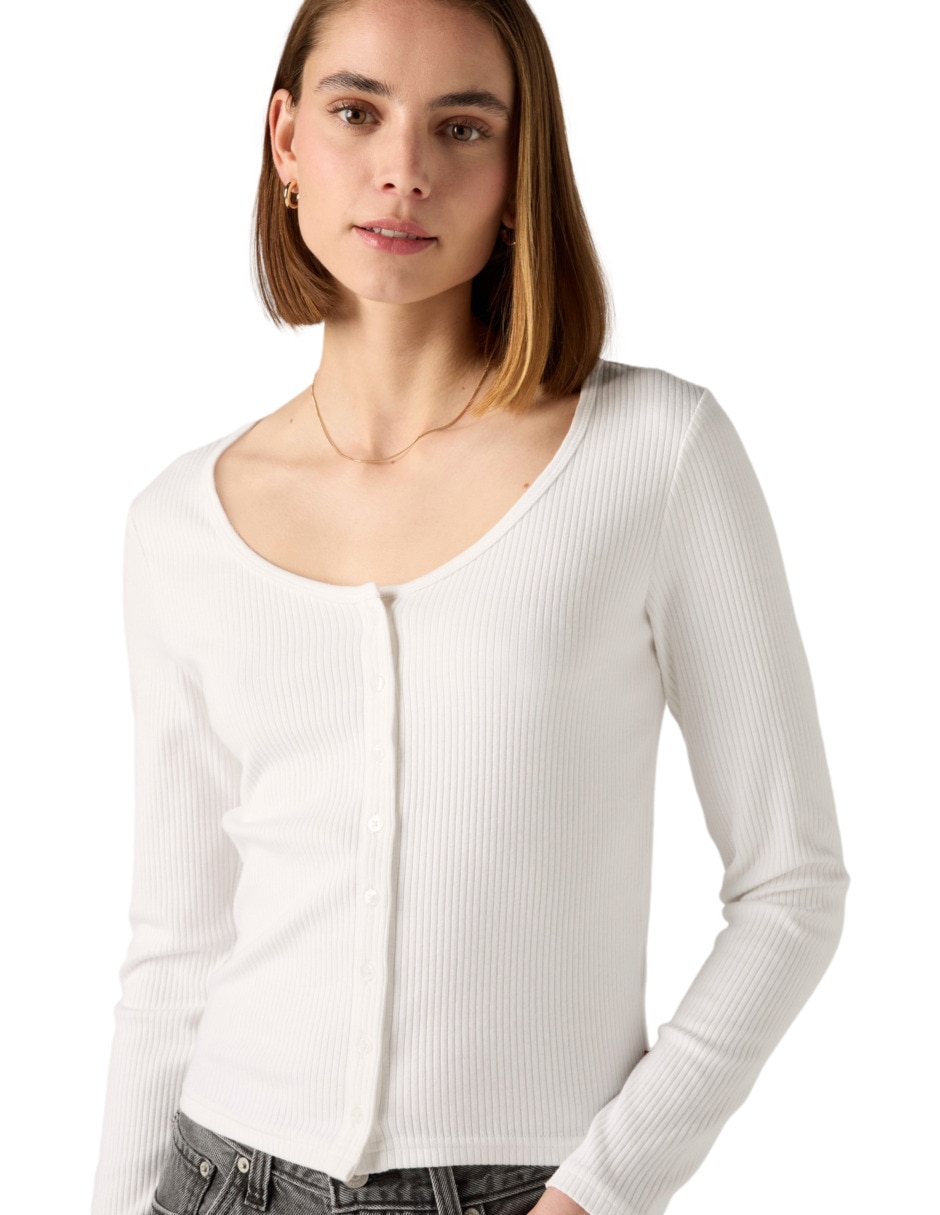Playera manga larga cuello redondo para mujer 3