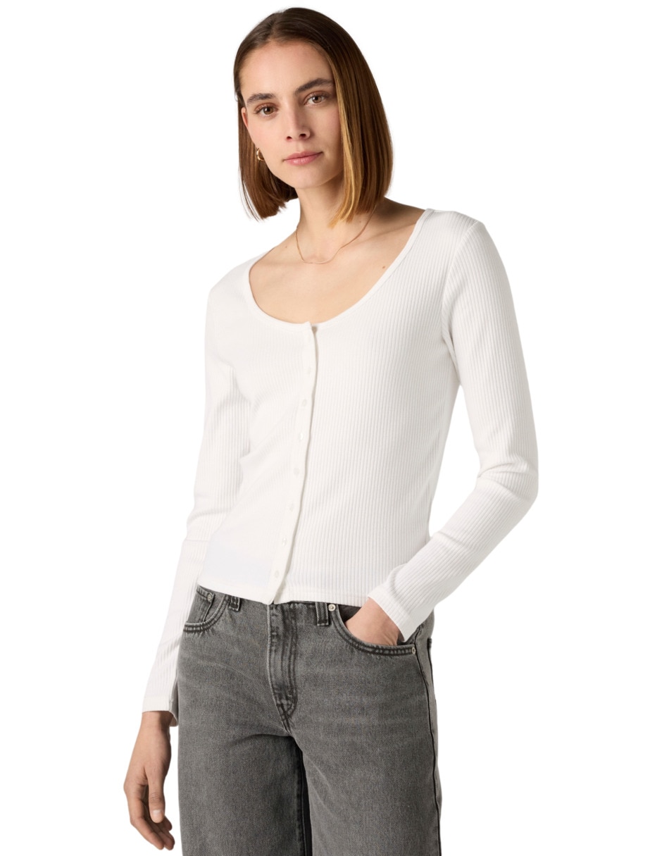 Playera manga larga cuello redondo para mujer 4