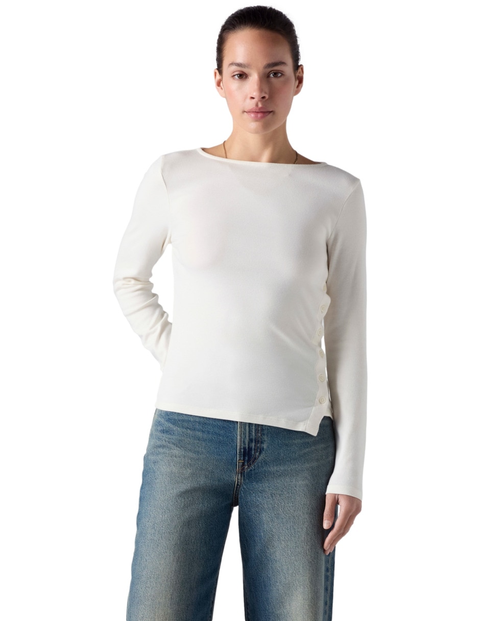 Playera manga larga cuello redondo para mujer Playera manga larga cuello redondo para mujer
