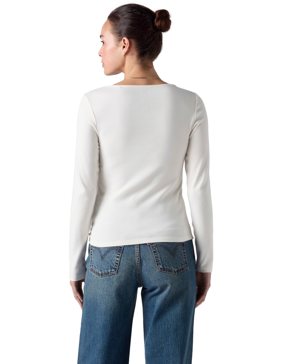 Playera manga larga cuello redondo para mujer 2