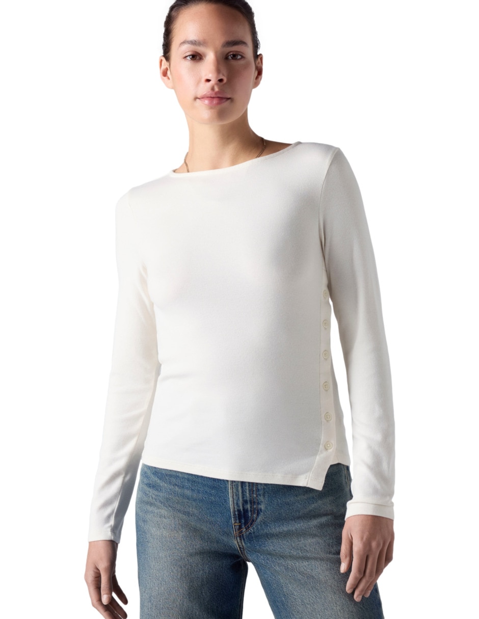 Playera manga larga cuello redondo para mujer 4