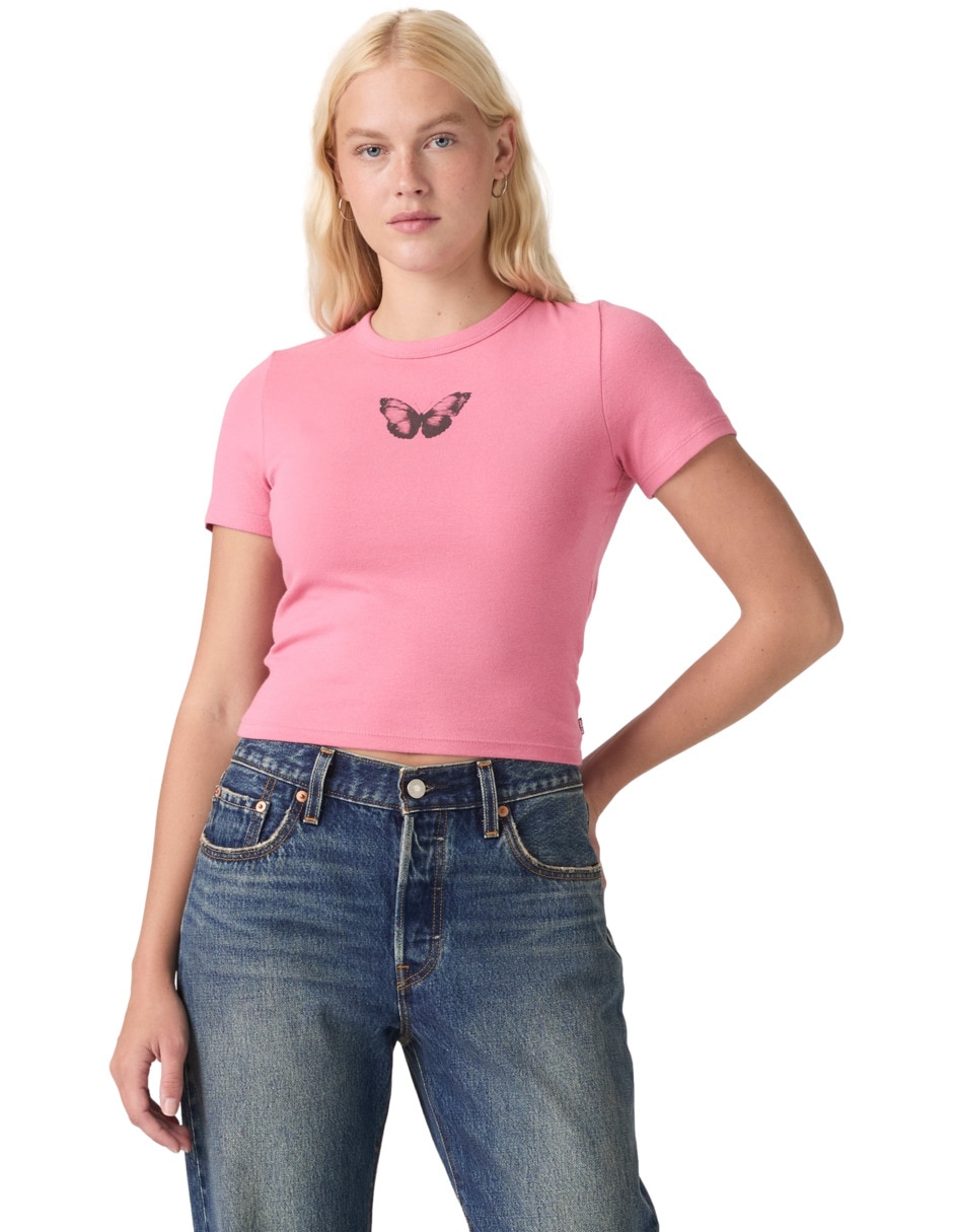 Playera manga corta cuello redondo para mujer Playera manga corta cuello redondo para mujer