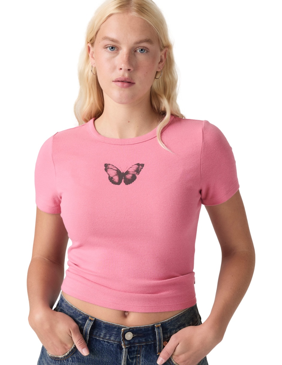 Playera manga corta cuello redondo para mujer 3