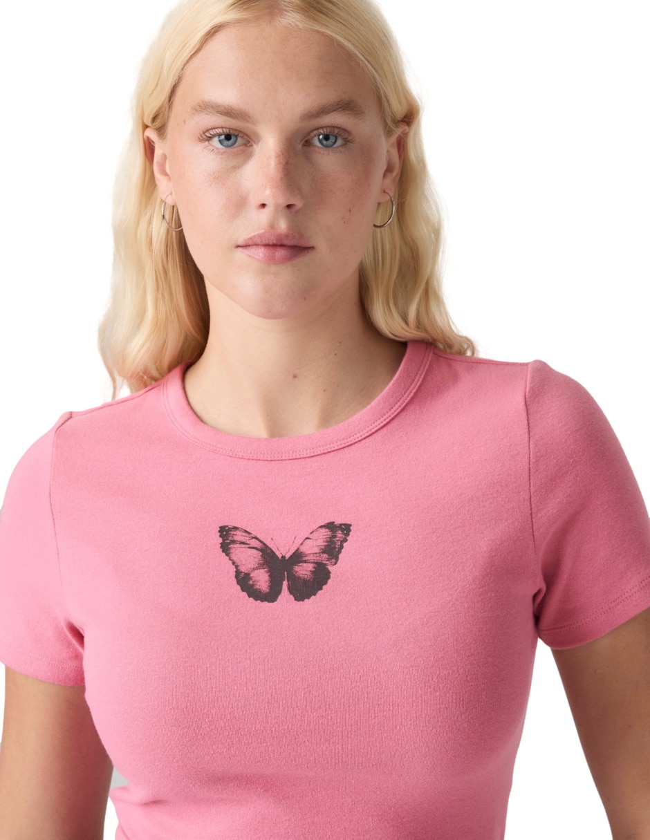 Playera manga corta cuello redondo para mujer 4