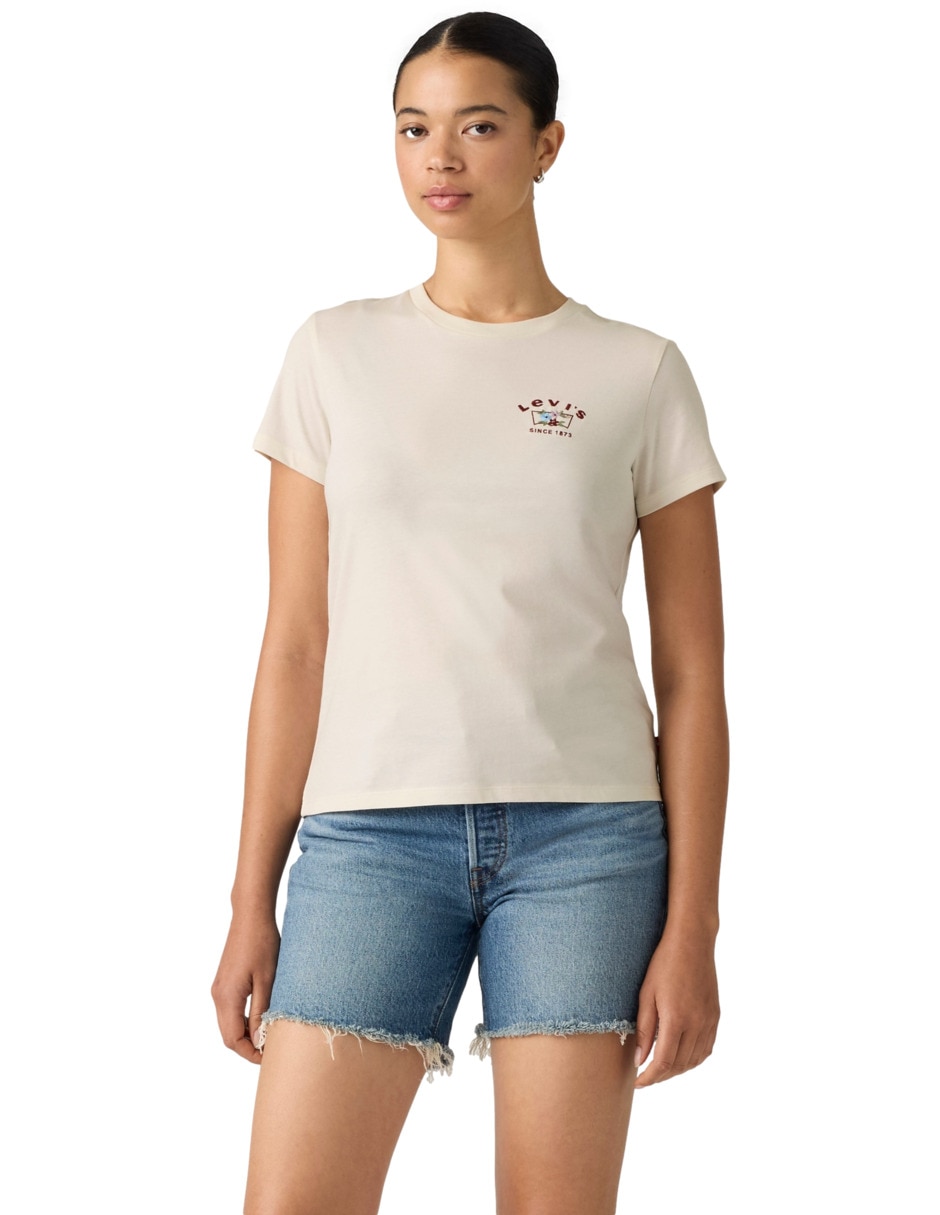 Playera manga corta sin coleccio cuello redondo para mujer Playera manga corta sin coleccio cuello redondo para mujer